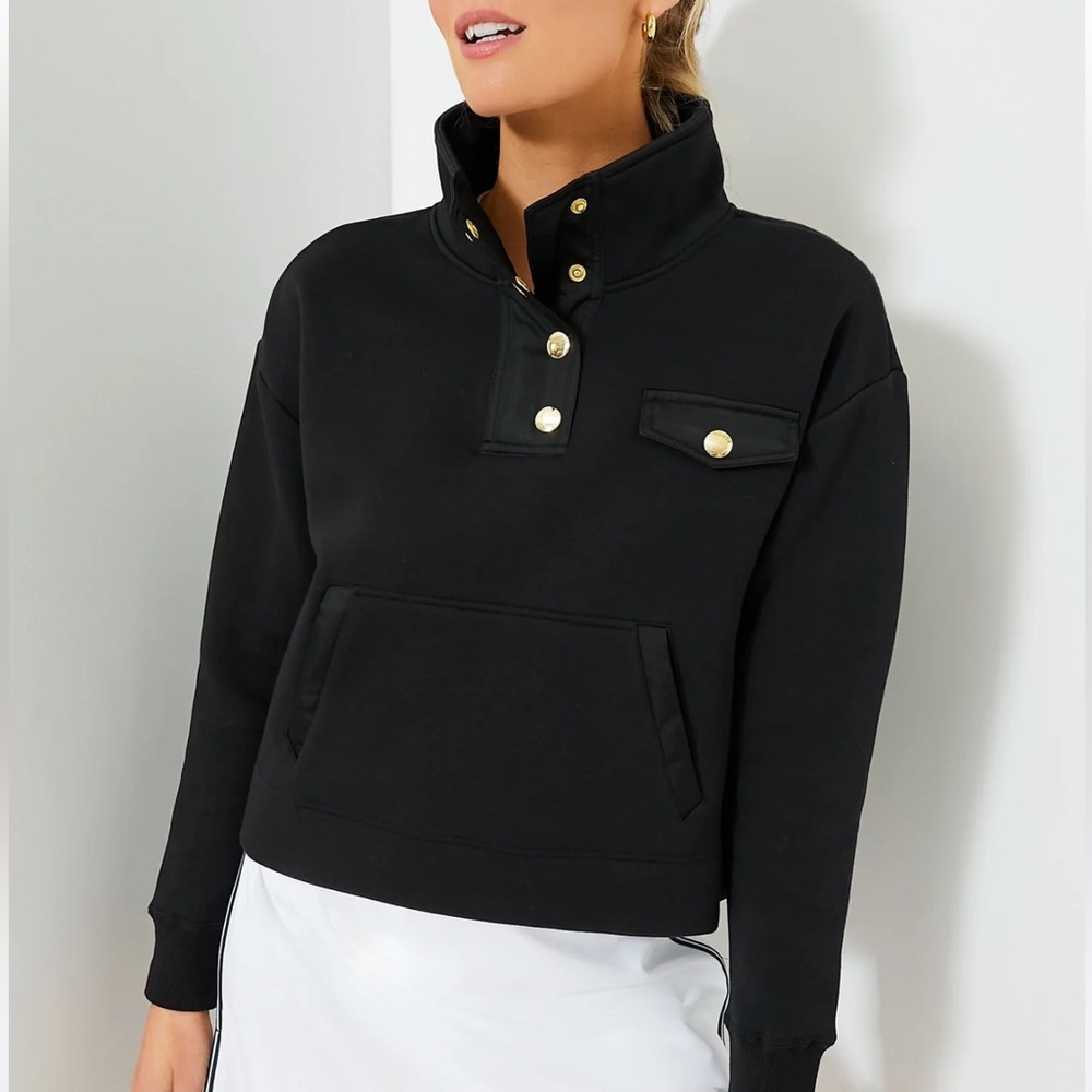 TNUCK SPORT Black Snap Neck Bailey Pullover